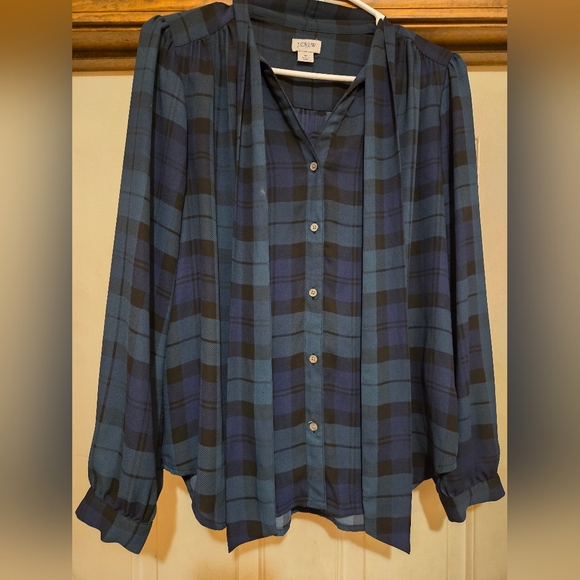 J. Crew Womens Blue/Green Plaid Blouse - Picture 5 of 10